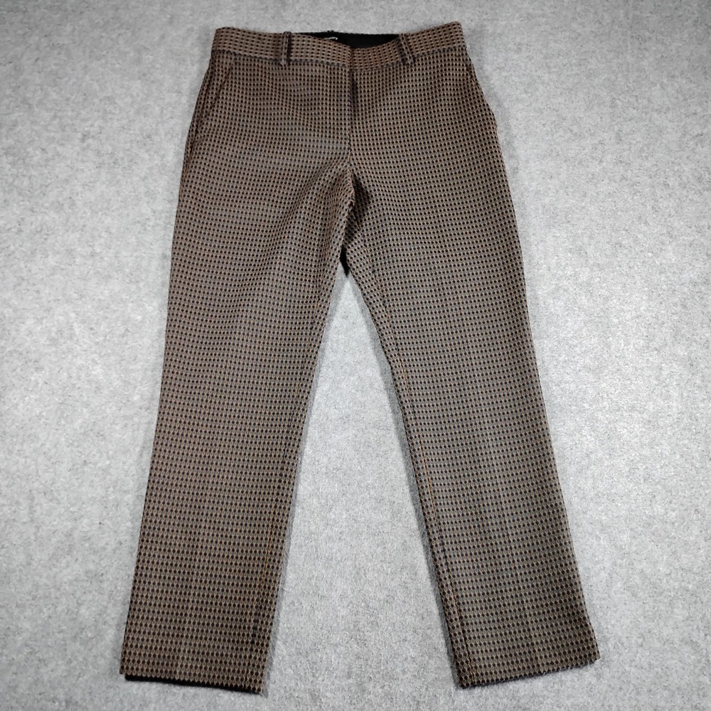 Theory Treeca 2 Dot Jacquard Slim Cropped Pants Brown Geometric Size 2